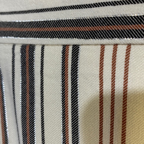 Loft Skirt 8 brown black cream striped A line midi fall long office church - Picture 8 of 11